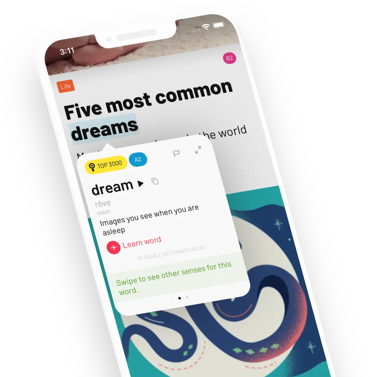 Screenshot showing flashcards